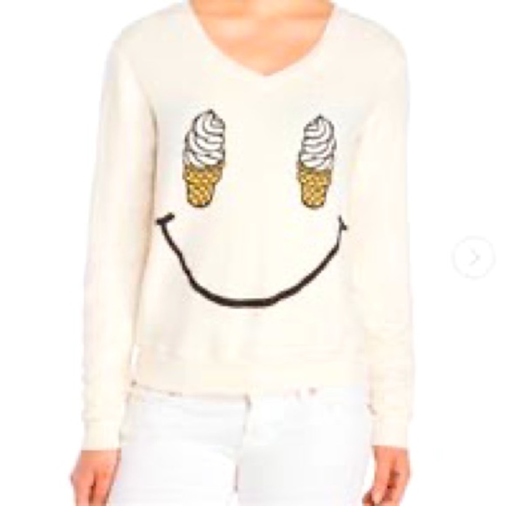 Wildfox soft serve smiley face sweater Small